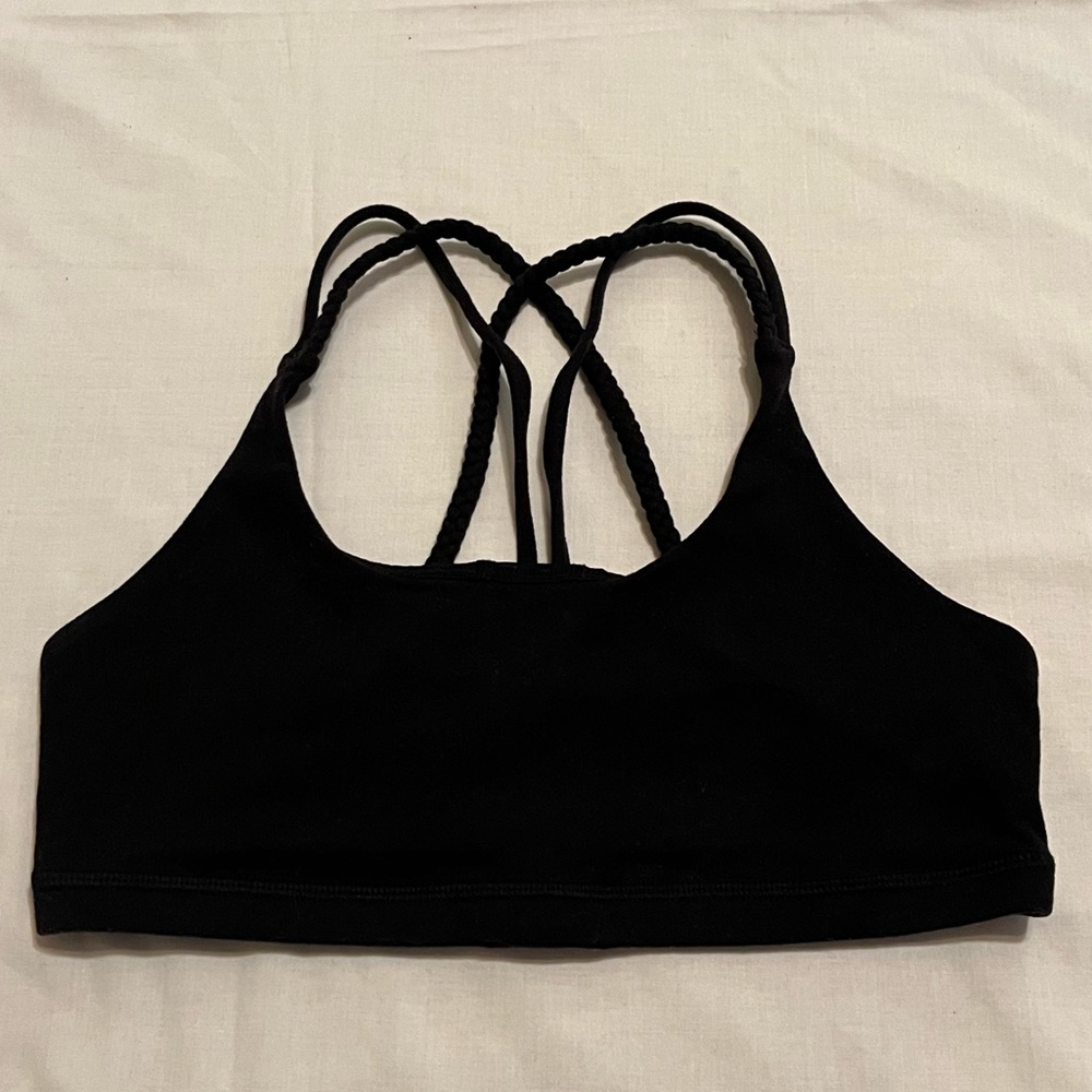 Aerie Black Sports Bra with Braided Strap, size XS